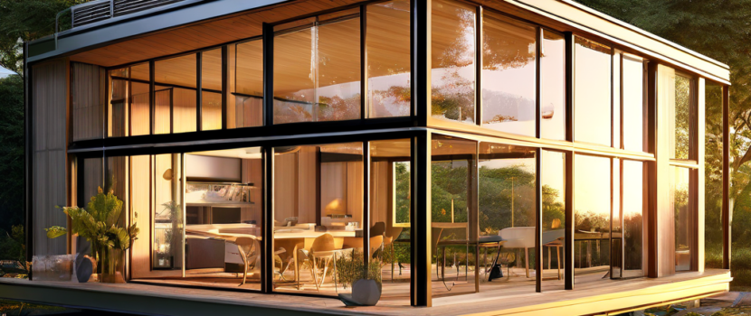 modular-house-constructed-with-polished-steel-frame-foldable-panels-set-in-a-blooming-garden-each-388047899 modular-house-constructed-with-polished-steel-frame-foldable-panels-set-in-a-blooming-garden-each-388047899